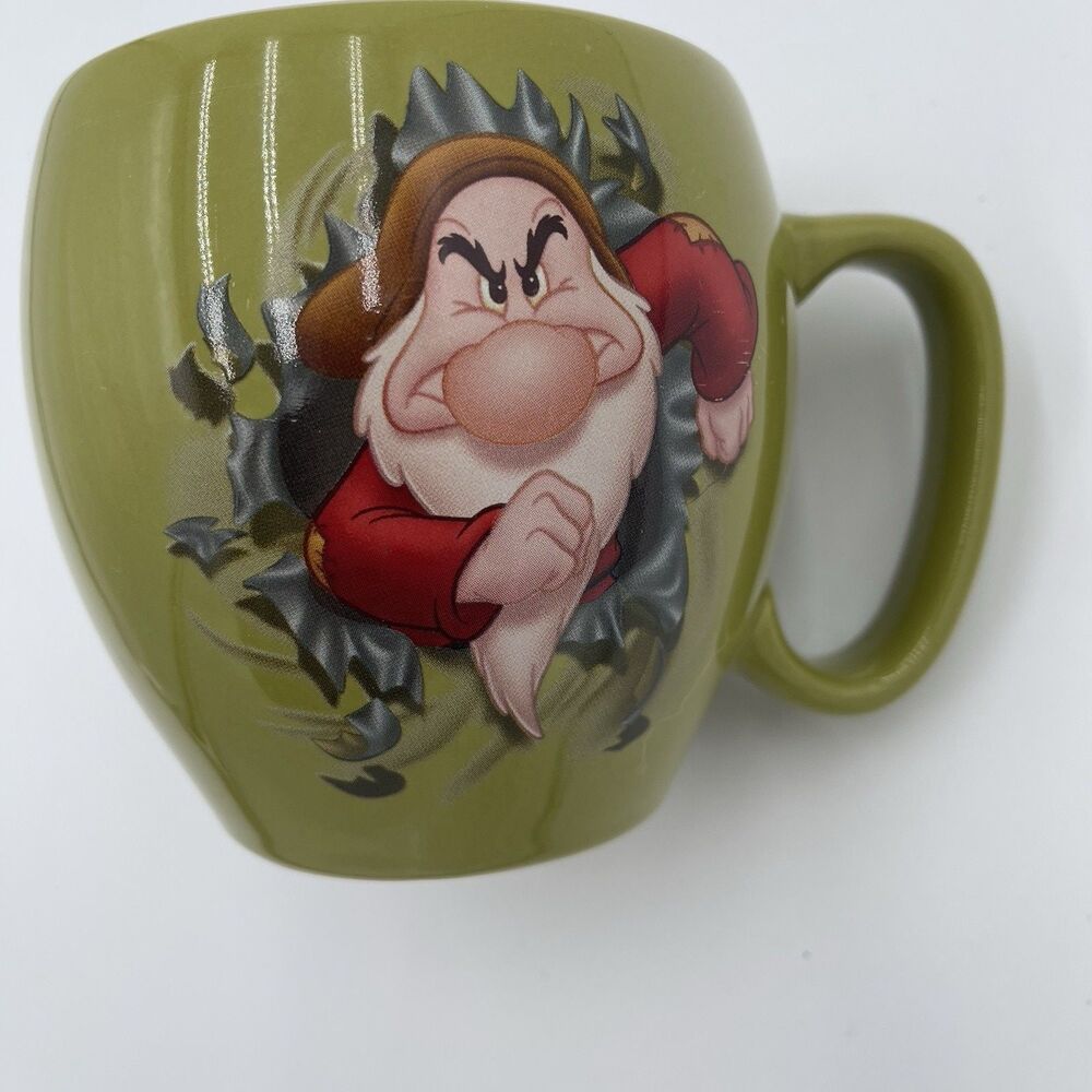Disney Parks Grumpy Miner Temper Coffee Mug Snow White Seven Dwarfs Green NEW